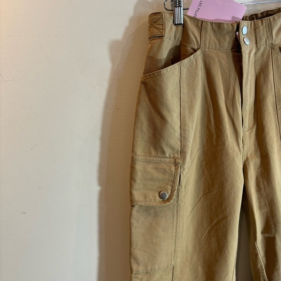 AVEC LES FILLES Sz S Tan Cargo Style Khaki 100% Cotton Anthropologie  Pants NEW - Picture 4 of 13